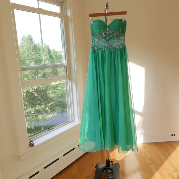 Fairy Dress Vintage Y2K Cache green beaded corset prom evening gown small - Picture 13 of 13